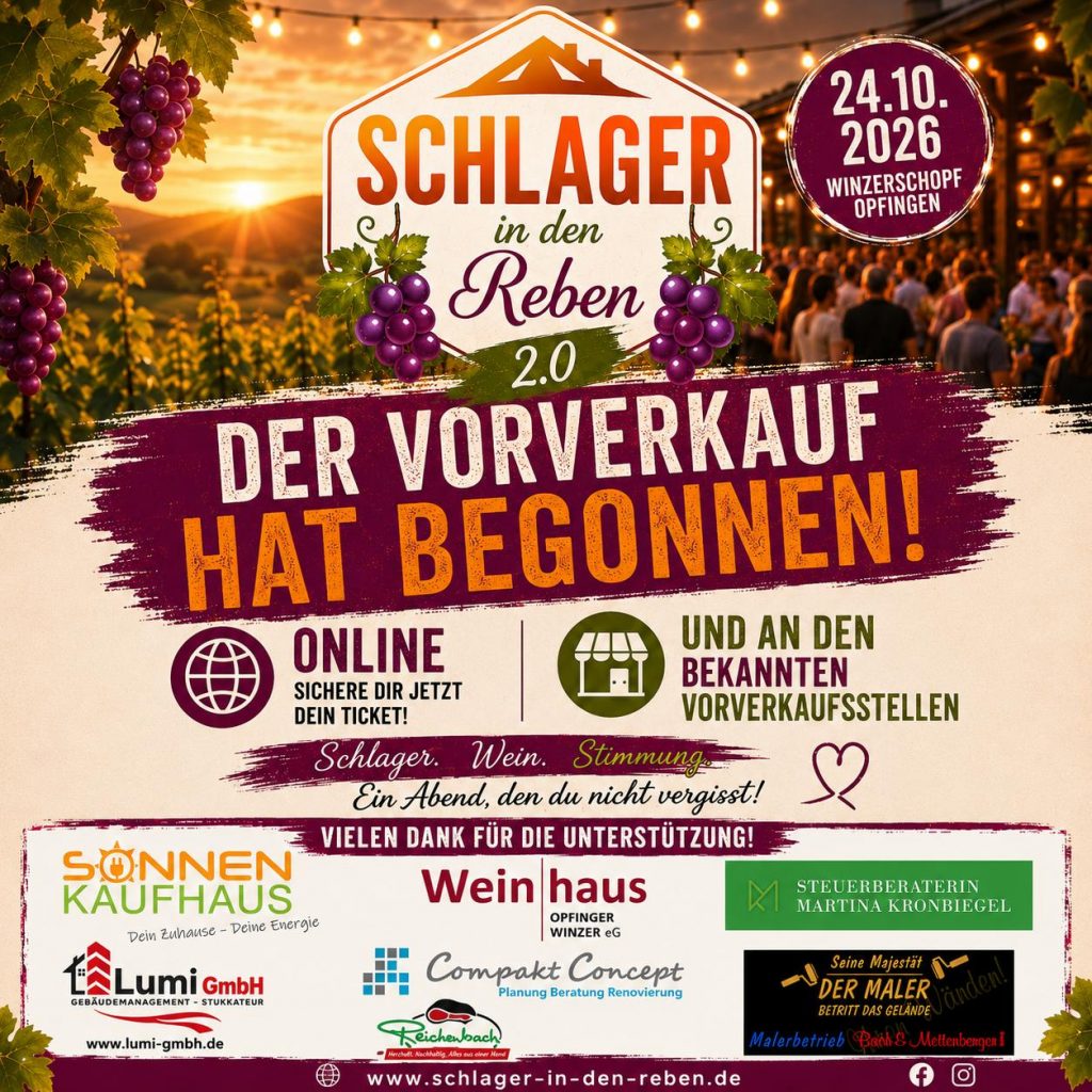Jetzt Tickets für Schlager in den Reben am 24.10.2026 in Freiburg-Opfingen sichern.